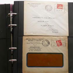 Collection Marcophilie Flammes de Strasbourg 1934-2000 en 2 albums.