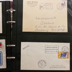Collection Marcophilie Flammes de Strasbourg 1934-2000 en 2 albums.