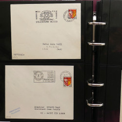Collection Marcophilie Flammes de Strasbourg 1934-2000 en 2 albums.
