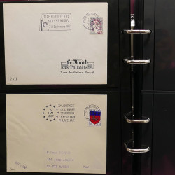 Collection Marcophilie Flammes de Strasbourg 1934-2000 en 2 albums.