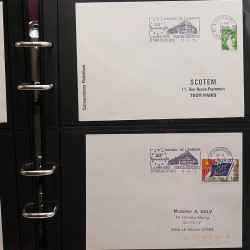 Collection Marcophilie Flammes de Strasbourg 1934-2000 en 2 albums.
