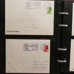 Collection Marcophilie Flammes de Strasbourg 1934-2000 en 2 albums.