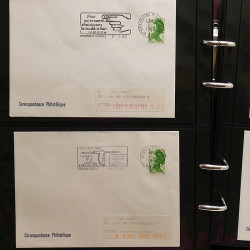 Collection Marcophilie Flammes de Strasbourg 1934-2000 en 2 albums.