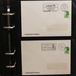 Collection Marcophilie Flammes de Strasbourg 1934-2000 en 2 albums.