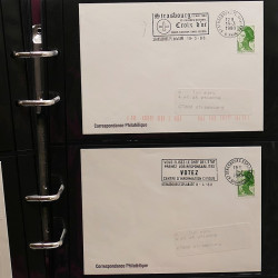 Collection Marcophilie Flammes de Strasbourg 1934-2000 en 2 albums.