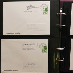 Collection Marcophilie Flammes de Strasbourg 1934-2000 en 2 albums.