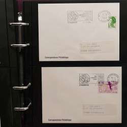 Collection Marcophilie Flammes de Strasbourg 1934-2000 en 2 albums.