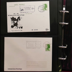 Collection Marcophilie Flammes de Strasbourg 1934-2000 en 2 albums.