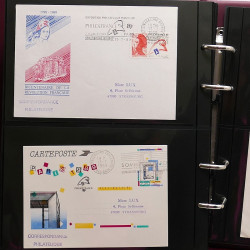 Collection Marcophilie Flammes de Strasbourg 1934-2000 en 2 albums.