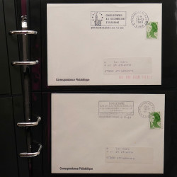 Collection Marcophilie Flammes de Strasbourg 1934-2000 en 2 albums.