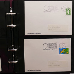 Collection Marcophilie Flammes de Strasbourg 1934-2000 en 2 albums.