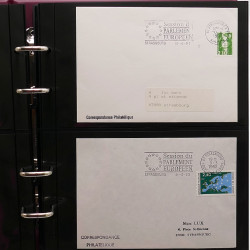 Collection Marcophilie Flammes de Strasbourg 1934-2000 en 2 albums.