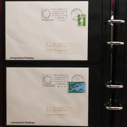 Collection Marcophilie Flammes de Strasbourg 1934-2000 en 2 albums.