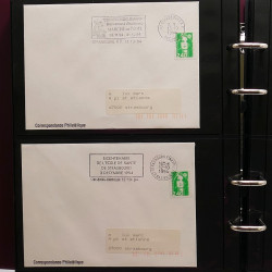 Collection Marcophilie Flammes de Strasbourg 1934-2000 en 2 albums.