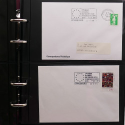 Collection Marcophilie Flammes de Strasbourg 1934-2000 en 2 albums.