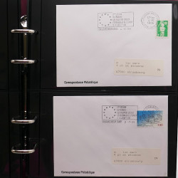 Collection Marcophilie Flammes de Strasbourg 1934-2000 en 2 albums.