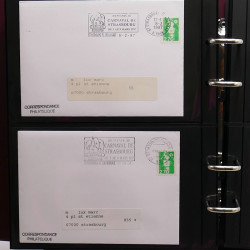 Collection Marcophilie Flammes de Strasbourg 1934-2000 en 2 albums.