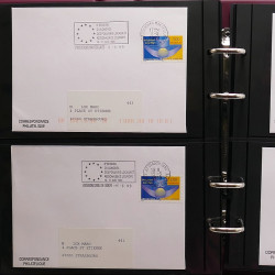 Collection Marcophilie Flammes de Strasbourg 1934-2000 en 2 albums.