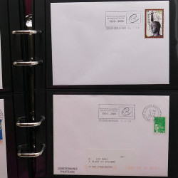 Collection Marcophilie Flammes de Strasbourg 1934-2000 en 2 albums.