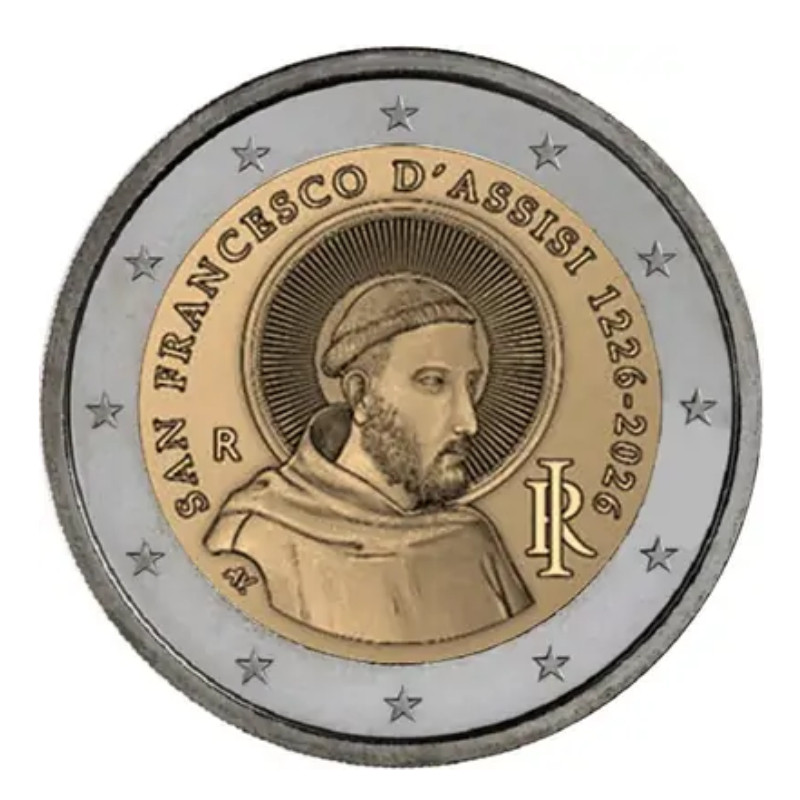 2 euros commémorative Italie 2026 - Saint François d’Assise.