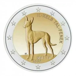 2 euros commémorative Malte 2026 coffret BU - Le lévrier pharaon.
