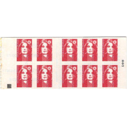 Carnet de 10 timbres Marianne de Briat N°2874-C3a carré noir.