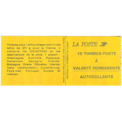 Carnet de 10 timbres Marianne de Briat N°2874-C3a carré noir.