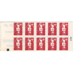 Carnet de 10 timbres Marianne de Briat N°2874-C1a carré noir.