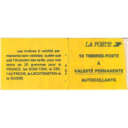 Carnet de 10 timbres Marianne de Briat N°2874-C1a carré noir.