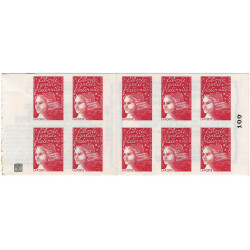 Carnet de 10 timbres Marianne de Luquet N°3085-C1a carré noir.