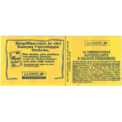 Carnet de 10 timbres Marianne de Luquet N°3085-C1a carré noir.