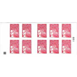 Carnet de 10 timbres Marianne de Luquet N°3085-C6a carré noir.