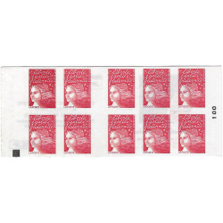 Carnet de 10 timbres Marianne de Luquet N°3085-C4a carré noir.