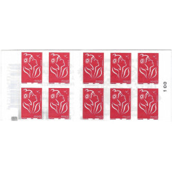 Carnet de 10 timbres Marianne de Lamouche N°3744-C4a carré noir.