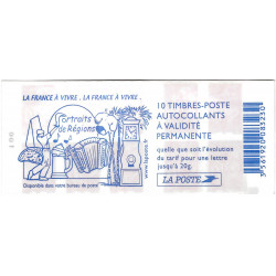 Carnet de 10 timbres Marianne de Lamouche N°3744-C4a carré noir.