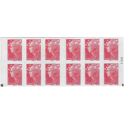 Carnet de 12 timbres Marianne de Beaujard N°4197-C17a carré noir.