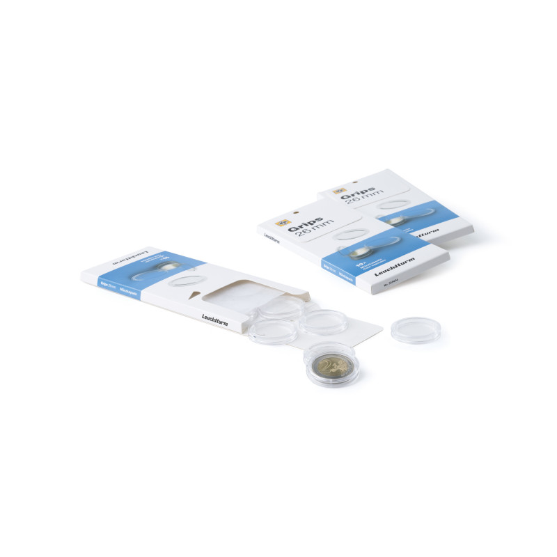 Capsules rondes 26mm pour monnaies 2 euros commémoratives.