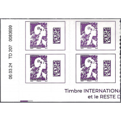 Timbre autoadhésif de France N°2360, Marianne de l'avenir LI - bloc coin daté.