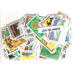 Islande 200 timbres de collection tous différents.