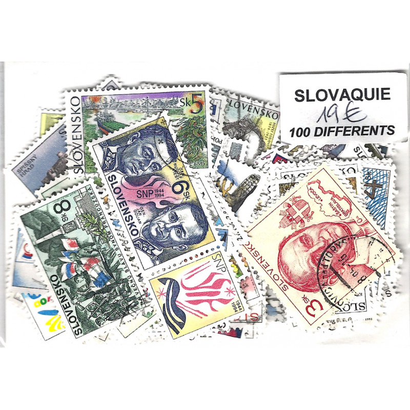 Slovaquie 100 timbres de collection tous différents.