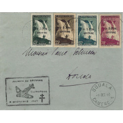 Cameroun série Spitfire oblitérés sur enveloppe avec flamme 8-12-1940.