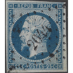 Présidence timbre de France N°10a bleu foncé oblitéré.
