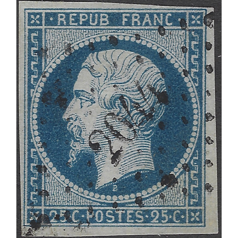 Présidence timbre de France N°10a bleu foncé oblitéré.