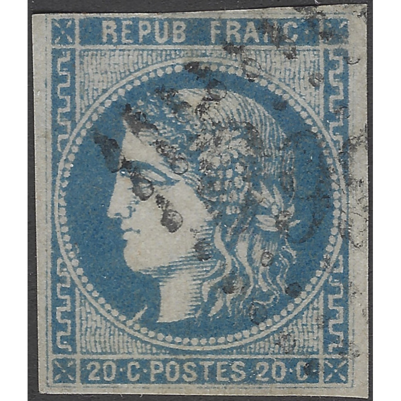 Bordeaux timbre de France N°46Ad bleu outremer oblitéré.