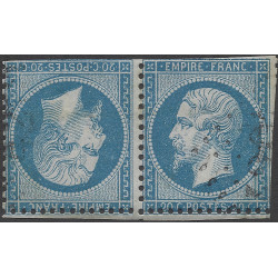 Empire dentelé timbre de France N°22b paire tête-bêche oblitéré.
