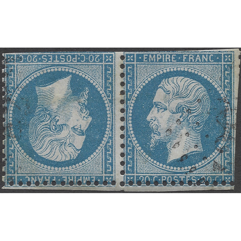 Empire dentelé timbre de France N°22b paire tête-bêche oblitéré.