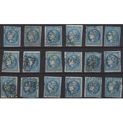 Bordeaux timbre de France N°46B lot de 18 exemplaires pour étude.