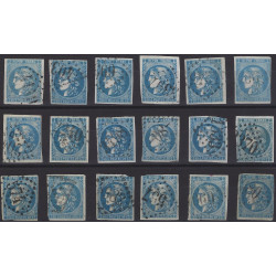 Bordeaux timbre de France N°46B lot de 18 exemplaires pour étude.