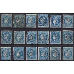 Bordeaux timbre de France N°46B lot de 18 exemplaires pour étude.