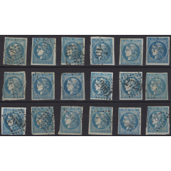 Bordeaux timbres de France N°46B lot de 18 exemplaires pour étude.